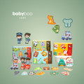 Assortiment de magnets éducatifs illustrés, dont animaux et véhicules, avec leurs boîtes