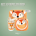 Set cuisine en bois bambou 5 pièces motif renard – Baby Boo Tahiti