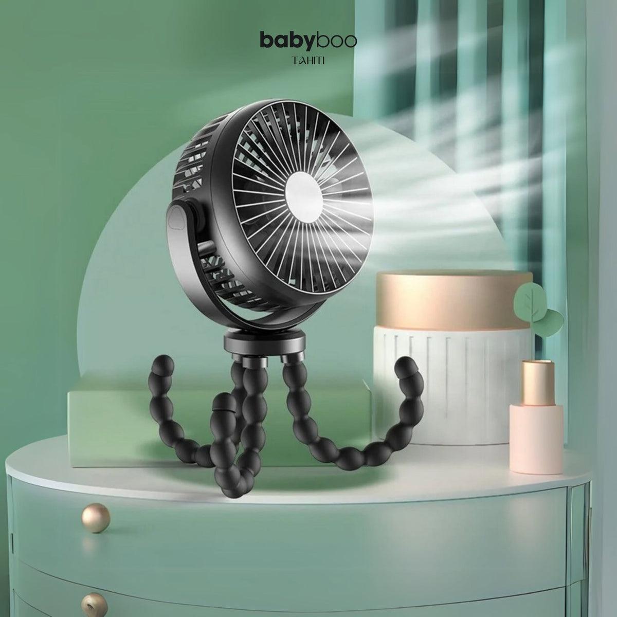 Ventilateur flexible avec support pieuvre pour poussette – Baby Boo Tahiti