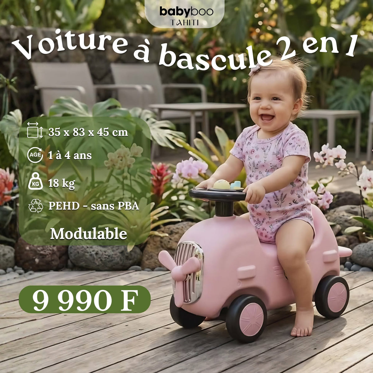 Voiture à bascule 2 en 1 - Rose